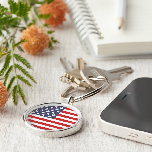 American FLAG   PRIDE Key Ring (Side)