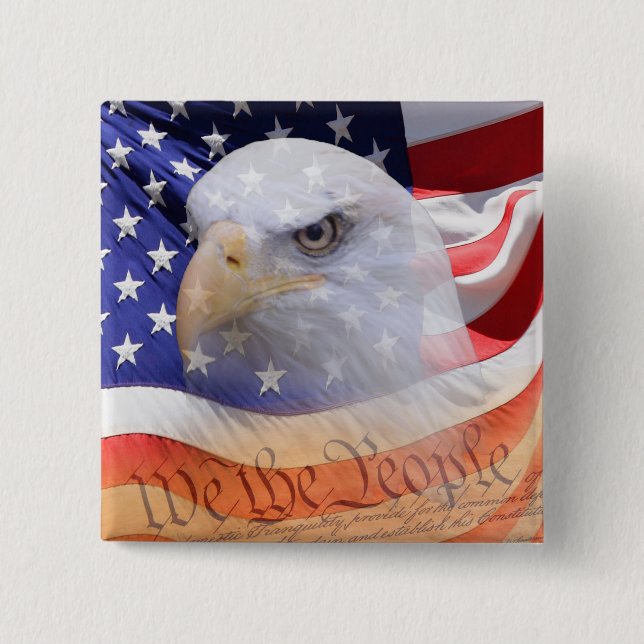 American Flag Pride Spirit Eagle Button Pin  (Front)