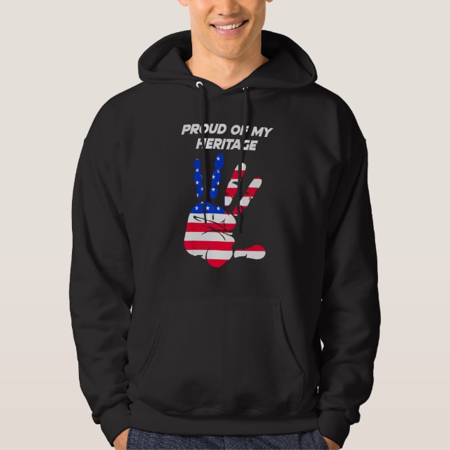 American Flag Printed Palm USA Hoodie (Front)