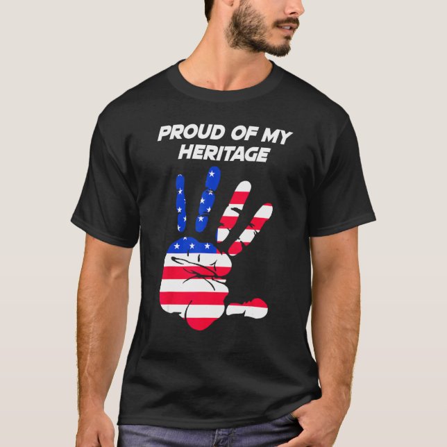 American Flag Printed Palm USA T-Shirt (Front)