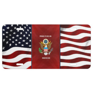 American Flag, "Proud to be an American" License Plate