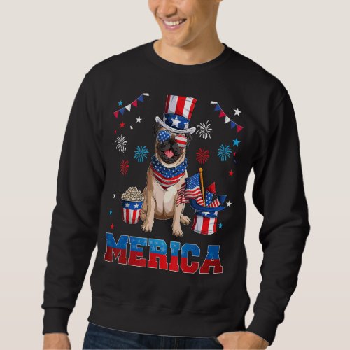 American Flag Pug Dog 4th Of July Patriotic Day Us Sweatshirt