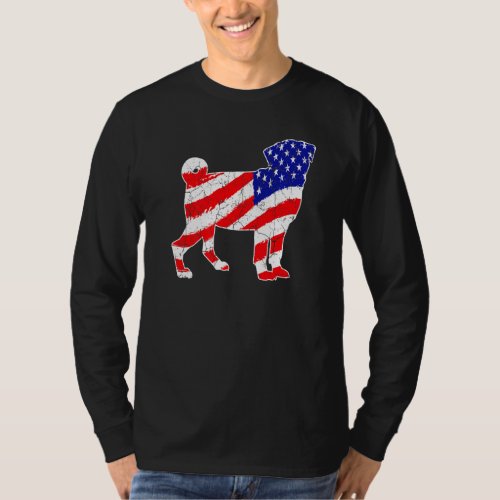 American Flag Pug Patriotic Dog Dad Dog Mom   T_Shirt