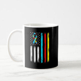 American Flag Puzzle Piece Ribbon Cool Autism Awar Coffee Mug