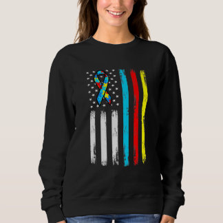 American Flag Puzzle Piece Ribbon Cool Autism Awar Sweatshirt