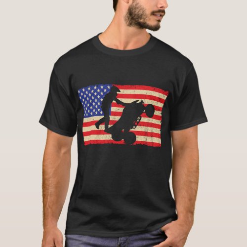 American Flag Quad ATV Wheelie Bike Rider Cool Dis T_Shirt