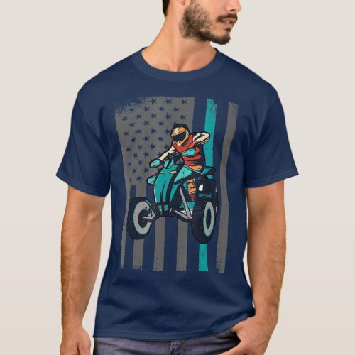 American Flag Quad Riding Four Wheeler  T_Shirt