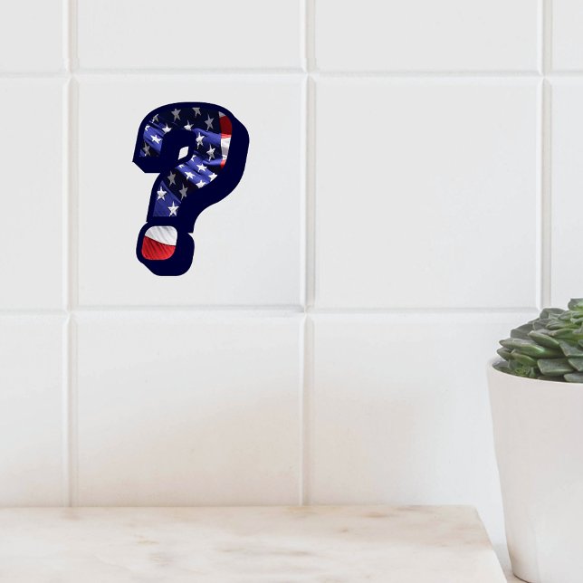 American Flag Question Mark LG Photo Ceramic Tile (American Flag Question Mark LG Photo Ceramic Tile)