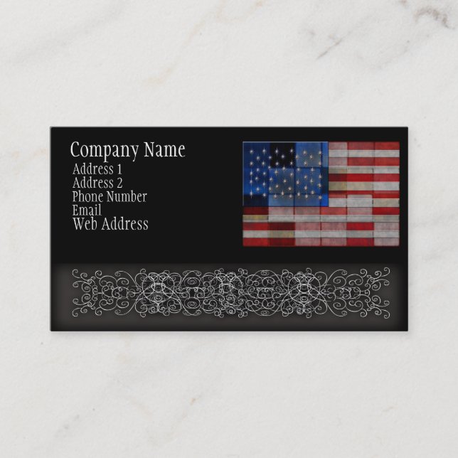 American Flag Quilt Business Card (Front)