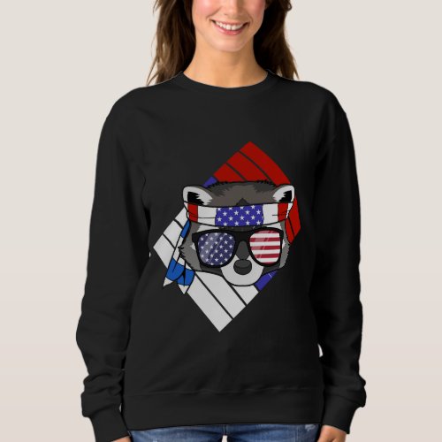 American Flag Racoon July 4th Gift Sweatshirt