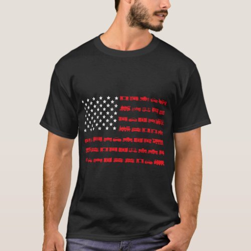 American Flag Railroad Train Conductor T_Shirt