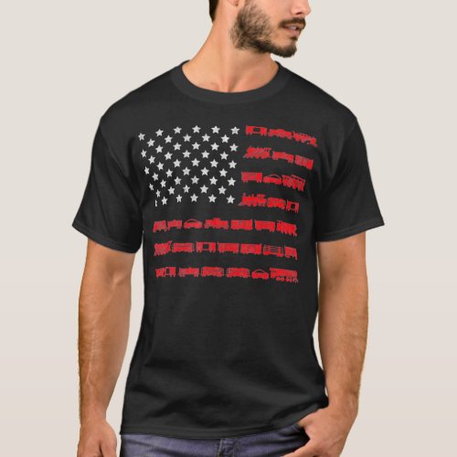 American Flag Railroad Train  Gift  T_Shirt