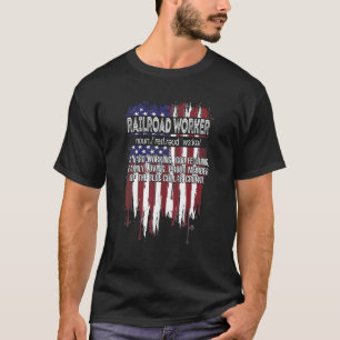 American Flag Railroad Worker Definition Funny Fat T-Shirt