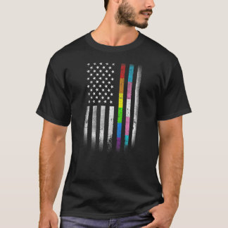 American Flag Rainbow Homosexual Rights LGBT LGBTQ T-Shirt