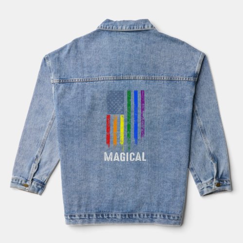 American Flag Rainbow Magical Gay Lgbtq Lgbt Pride Denim Jacket