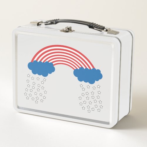 American Flag Rainbow Metal Lunch Box