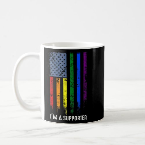 American Flag Rainbow Supporter Gay Lgbtq Lgbt Pri Coffee Mug