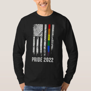 American Flag Rainbow Usa Gay Lgbtq Lgbt Pride Mon T-Shirt