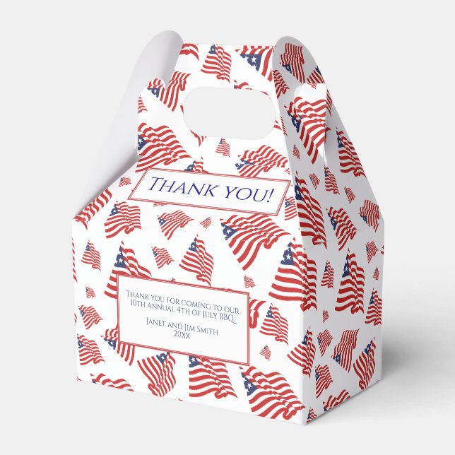 American Flag Random Pattern Red White Blue Favor Boxes (Front Side)