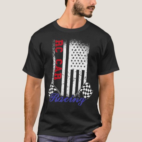 American Flag RC Car Racing Race Flag Design  T_Shirt