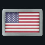 American Flag Rectangular Belt Buckle<br><div class="desc">American Flag</div>