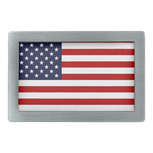 American Flag Rectangular Belt Buckle (Front)