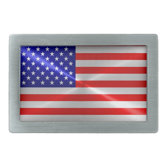 American flag rectangular belt buckle (Front)
