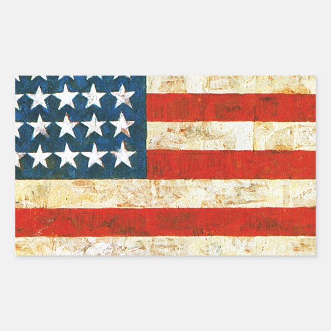 American Flag Rectangular Sticker (Front)