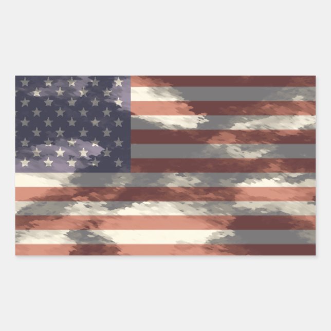 American Flag Rectangular Sticker (Front)