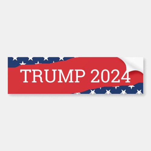 American Flag Red and White Trump 2024 Bumper Sticker