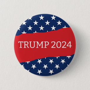 American Flag Red and White Trump 2024 Button