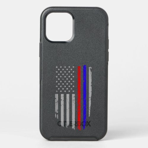 American Flag Red Blue Thin Line Apparel Firefight OtterBox Symmetry iPhone 12 Pro Case