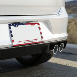 American Flag Red Blue White Custom Add Your Text License Plate Frame<br><div class="desc">Contemporary red blue and white design you can easily add your own text by clicking the "Personalize" button. A modern and bright patriotic license plate frame for your car or truck. You can change the image and you can change or delete the placeholder text.</div>
