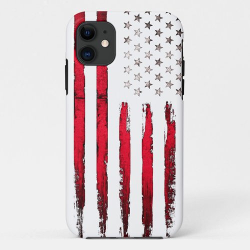 American flag Red Grunge iPhone 11 Case