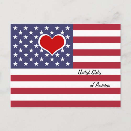 American Flag  Red Heart _ USAsports fan Postcard