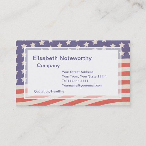 Customizable American Flag - Red, White and Blue 4th of July Business Card