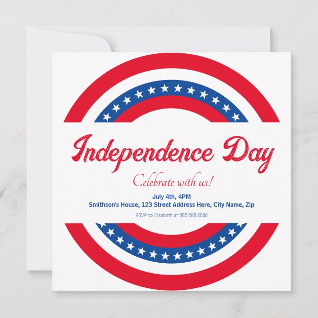 American Flag Red White and Blue Independence Day Invitation (Front)