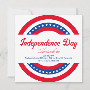 American Flag Red White and Blue Independence Day Invitation