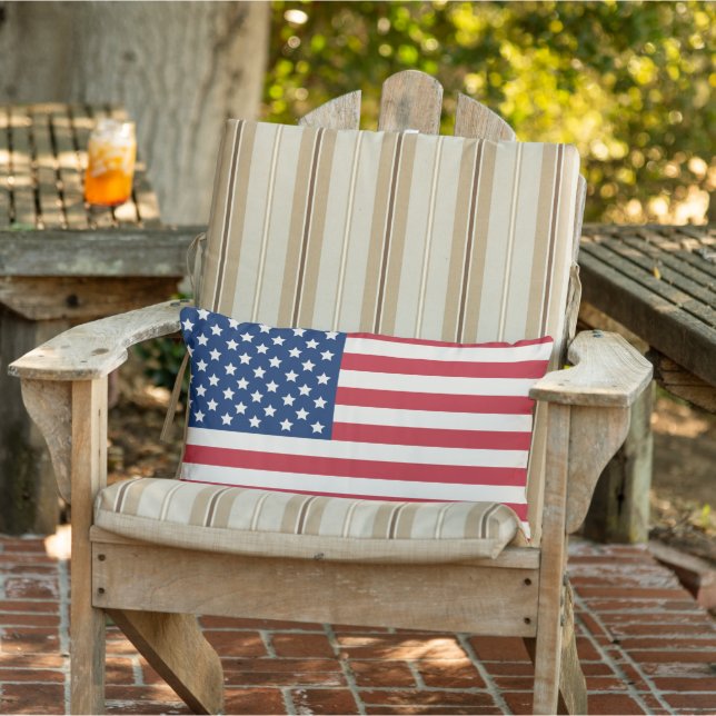 American Flag Red White and Blue Patriotic Lumbar Pillow (Chair)