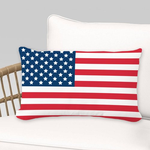 American Flag Red White and Blue Patriotic Lumbar Pillow