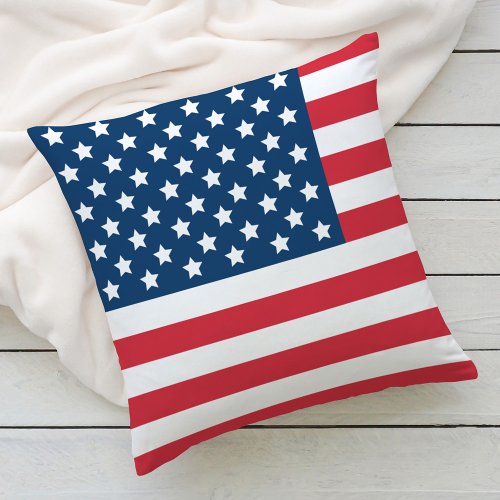 American Flag Red White and Blue Patriotic Outdoor Pillow