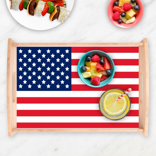 American Flag Red White and Blue Patriotic Serving Tray