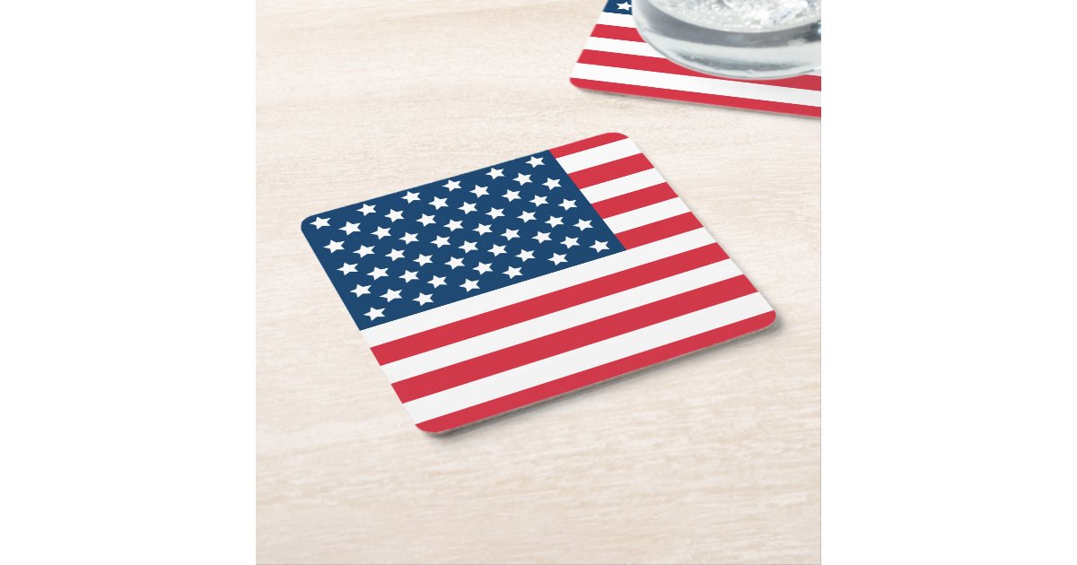 American Flag Coasters - Set of 4 - Wooden American Flag Coasters -  Patriotic Wooden Coasters - USA Drink Coasters - Wood Unlimited