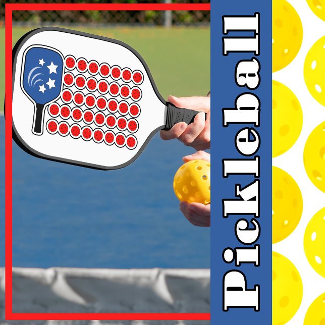 American Flag Red White and Blue Pickleballs Pickleball Paddle (American Flag Red White and Blue Pickleballs Pickleball Paddle)