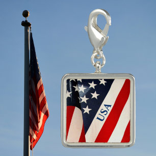 American Flag Red White and Blue Stars USA Charm