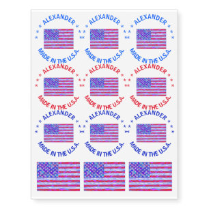 American Flag Red White And Blue USA Patriotic Temporary Tattoos