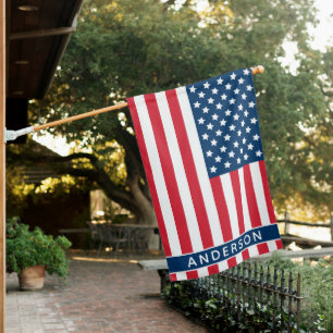 American Flag Red White Blue Family Name