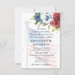 American Flag Red White Blue Floral Wedding Invitation