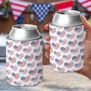 American Flag Red White Blue Patriotic Can Cooler