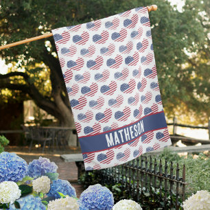 American Flag Red White Blue Patriotic Family Name